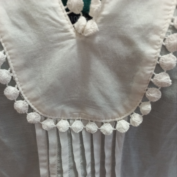 Anthropologie White Silky Embroidered Tunic, S - Picture 7 of 12